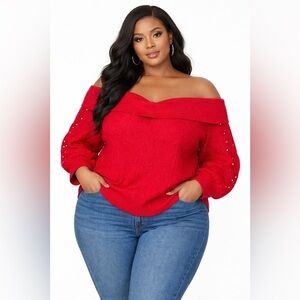 CROWN & IVY | Pearl Embellished Sweater